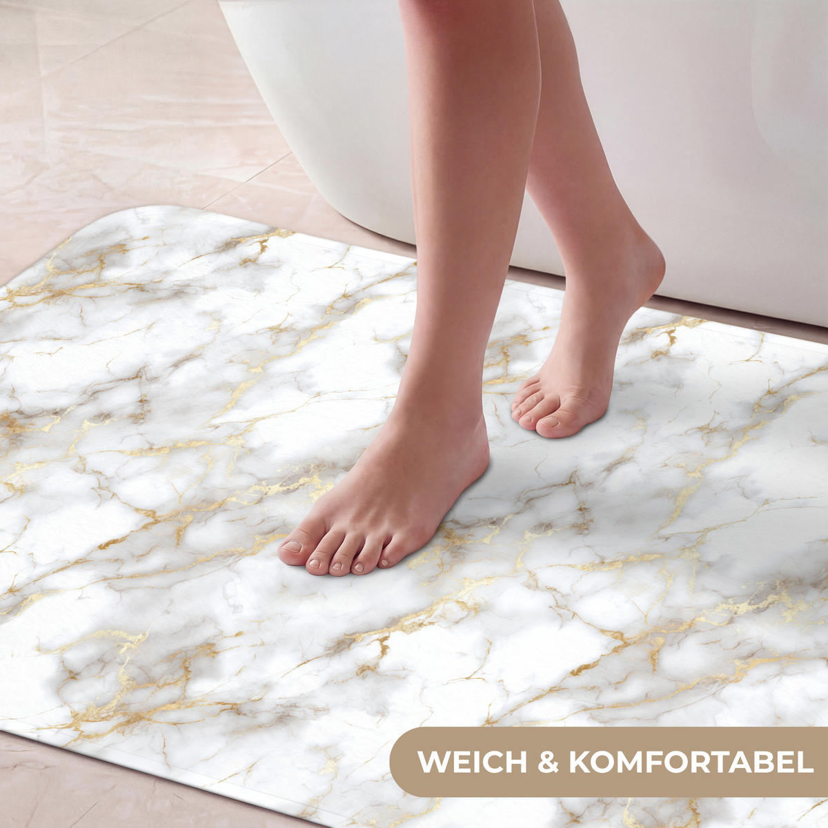 KOUPELNOVÁ PŘEDLOŽKA Zlaté žilky - Mramor - Bílý 120x60 cm - bílá, textil/plast (120/60cm)