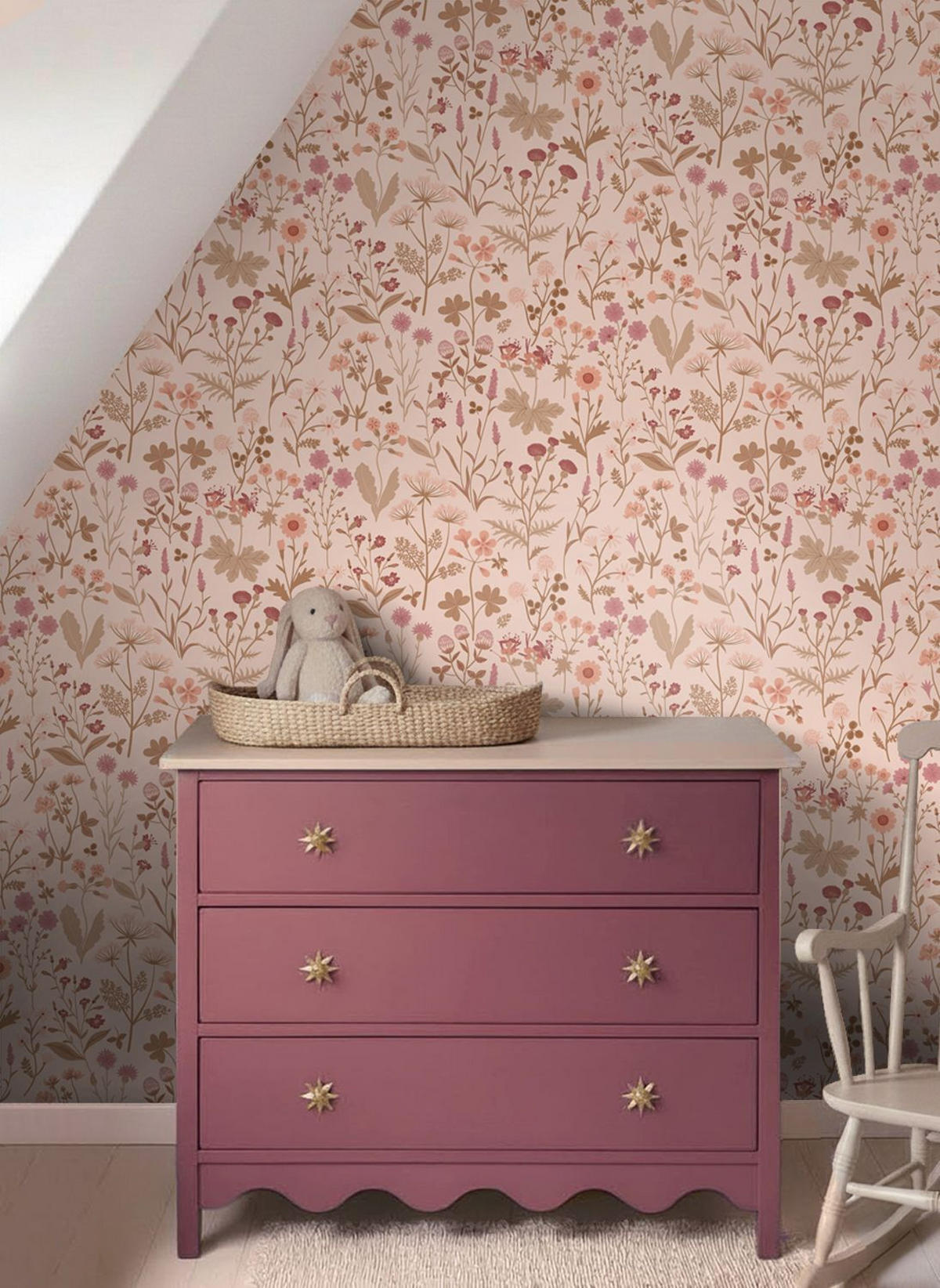 TAPETE Feldblumen 50 x 900 cm - Pink, Papier (50/900cm) - ESTAhome
