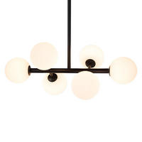 DECKENLEUCHTE - Metall / Glas - 6-flammig - Schwarz, Glas/Metall (33/60/70cm) - home24