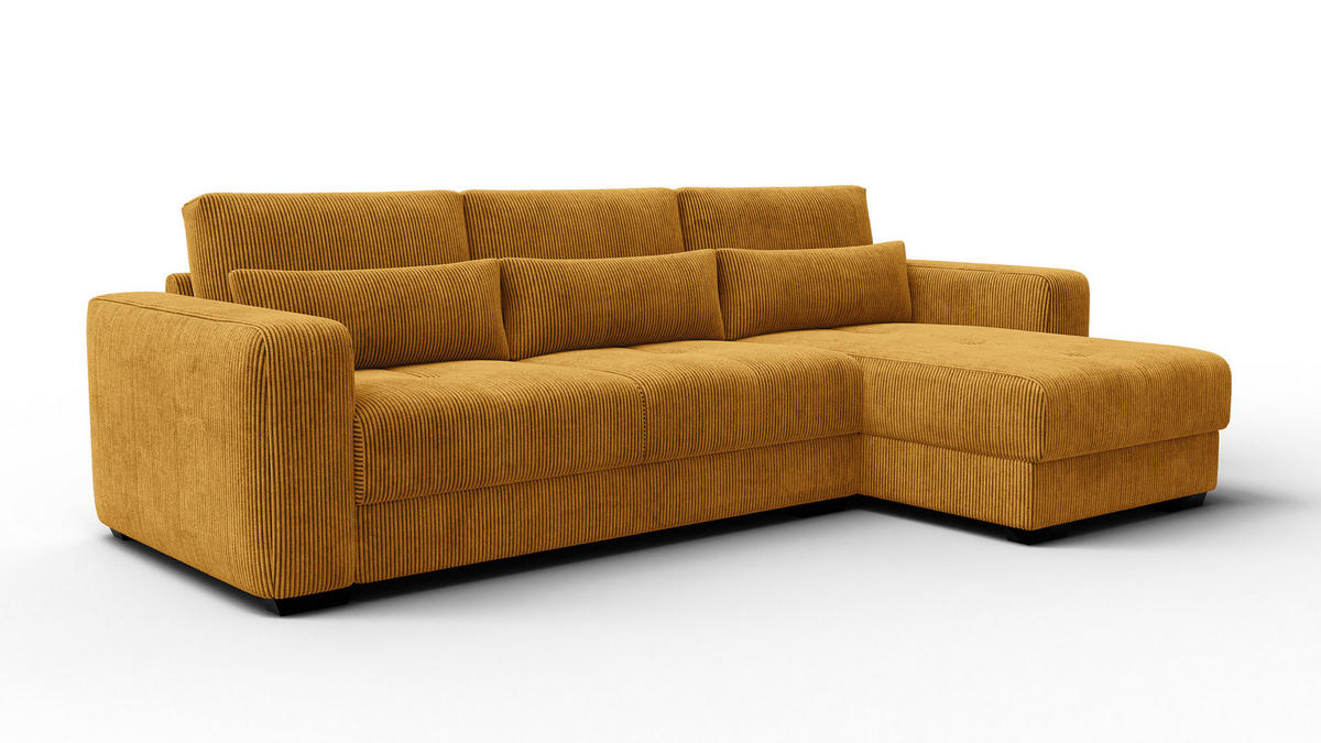 ECKSOFA OLI 4-Sitzer rechts, safran - Gelb, Holz/Textil (295/172cm) - Courtois Laville