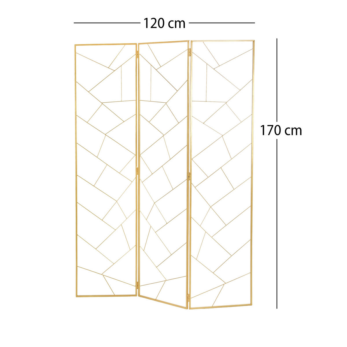 RAUMTEILER Mosaic 3tlg. aus Metall, geometrisches Design, klappbar gold - Goldfarben, Metall (120/170/1cm) - CREEDWOOD