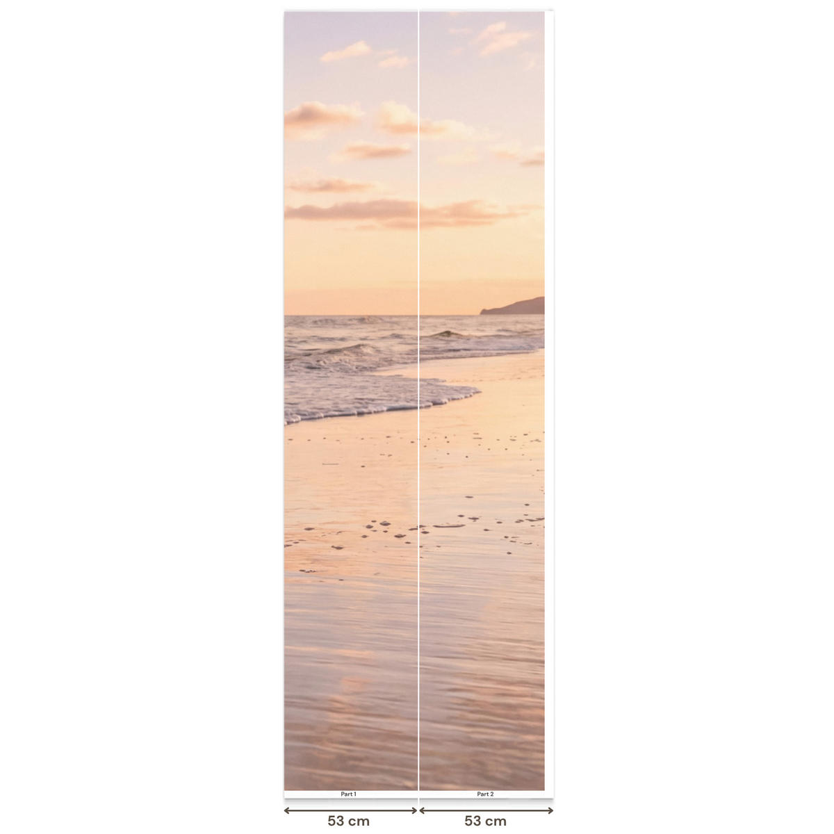 TAPETE - Strand - Brandung - Wolken - 100x280 cm - Hellrosa, Papier (100/280cm) - OnlyWow