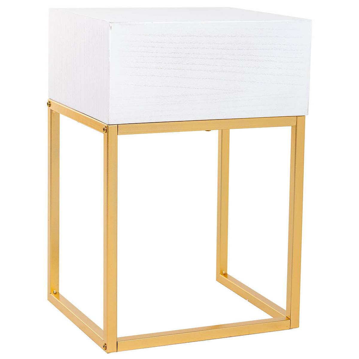 NACHTTISCH aus Metall und Holz, 40x36x60cm - Weiß, Holz (40/60/36cm) - Wanderlust