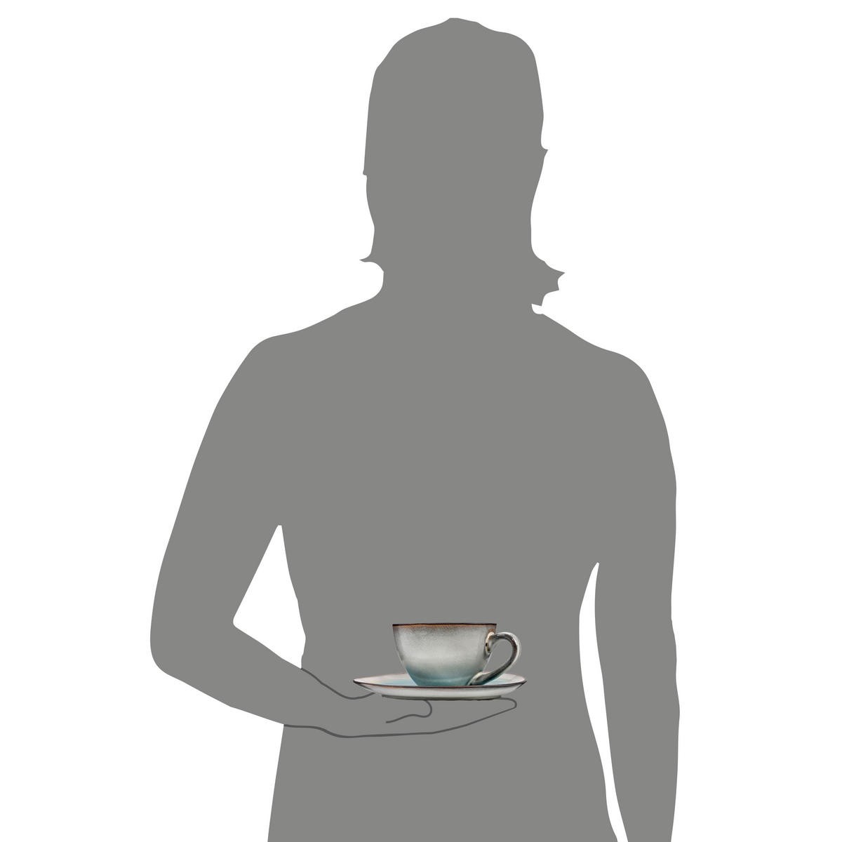 KAFFEETASSEN SET CAPRI -8 teilig aus Steingut - Pastellblau, Keramik (27/39/20cm) - Sänger