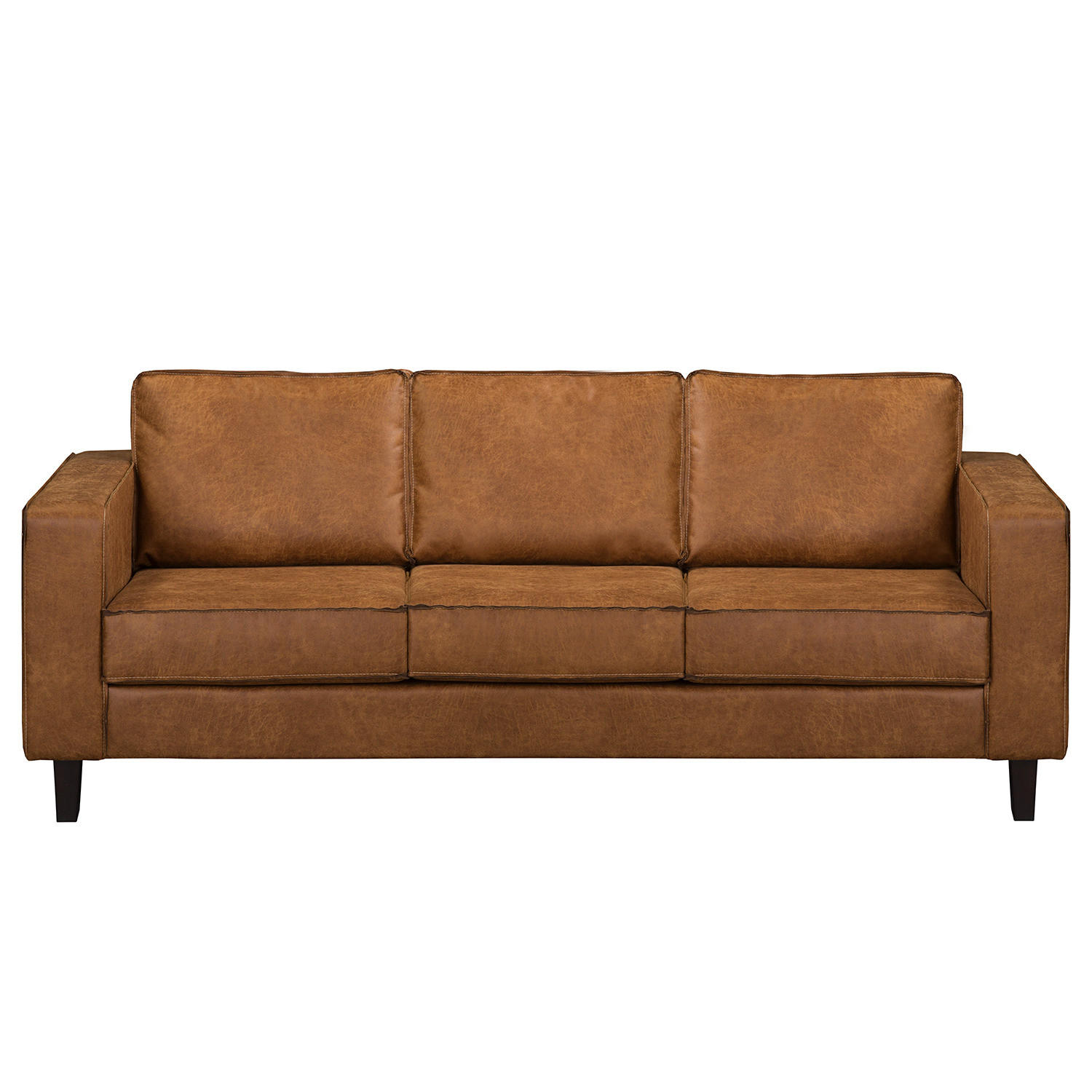 3-SITZER SOFA - Cognac/Schwarz, Buchenholz/Textil (214/86/90cm) - home24