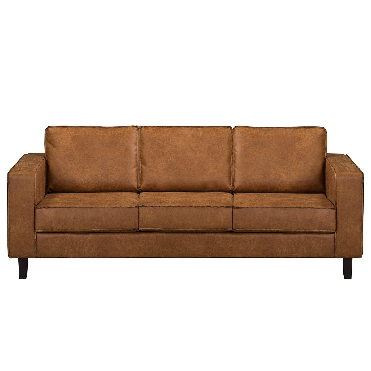 3-SITZER SOFA - Cognac/Schwarz, Buchenholz/Textil (214/86/90cm) - home24