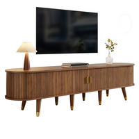TV Lowboard 175 cm, Nussbaum, 2 Schiebetüren, 2 Schubladen - Braun, Holz (175/45/38cm)
