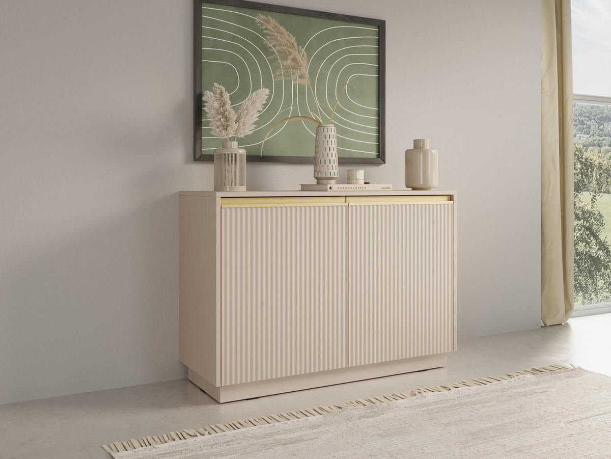 SIDEBOARD ROYAL Beige, Gold 104x39x72 cm - Beige/Goldfarben, Holzwerkstoff (104/72/39cm) - FURNLUX