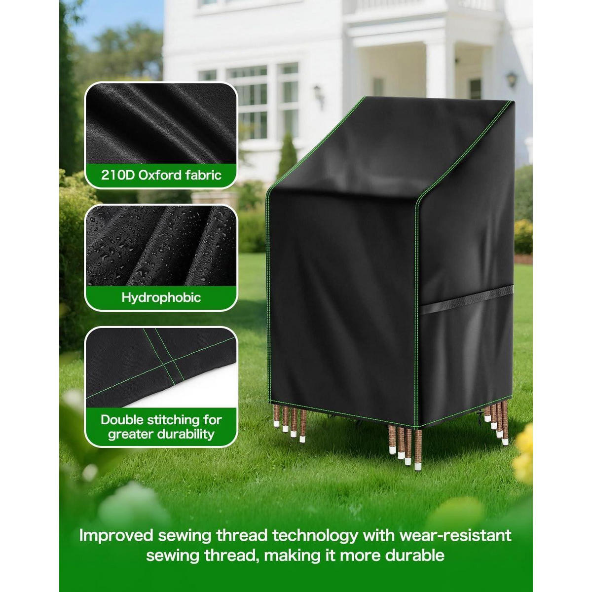 GARTENSTUHL Abdeckung 64 x 64 x 70/120 cm - Schwarz, Textil (64/64/120cm)
