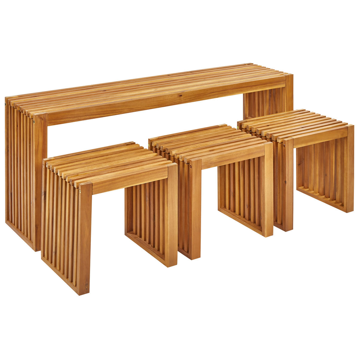 GARTENMÖBEL SET 3-Sitzer Akazienholz hellbraun 4-teilig Bellano - Hellbraun, Holz - Beliani