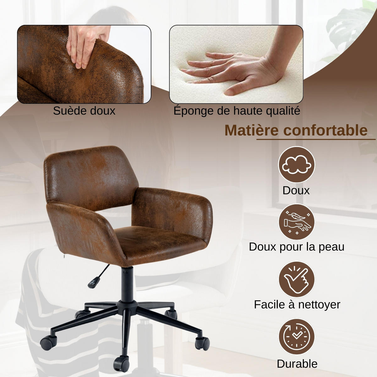 KINDERDREHSTUHL braun - Braun, Holzwerkstoff/Textil (55/85/56cm) - Urban Meuble