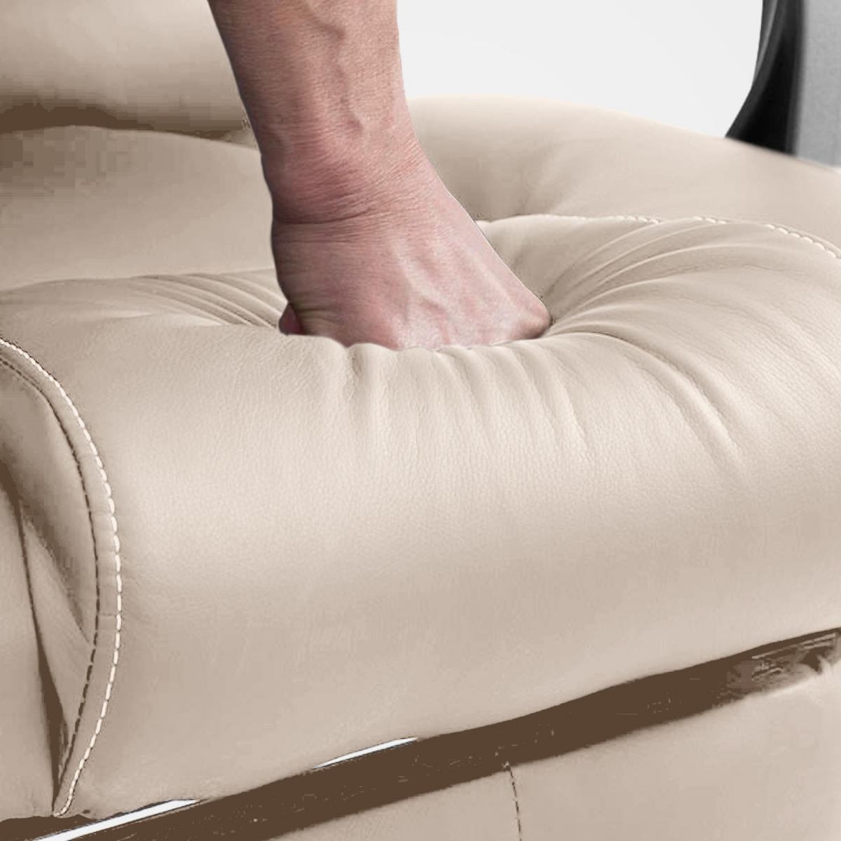 CHEFSESSEL Lederlook creme - Chromfarben/Creme, Textil/Metall (68/118/64cm) - CLP