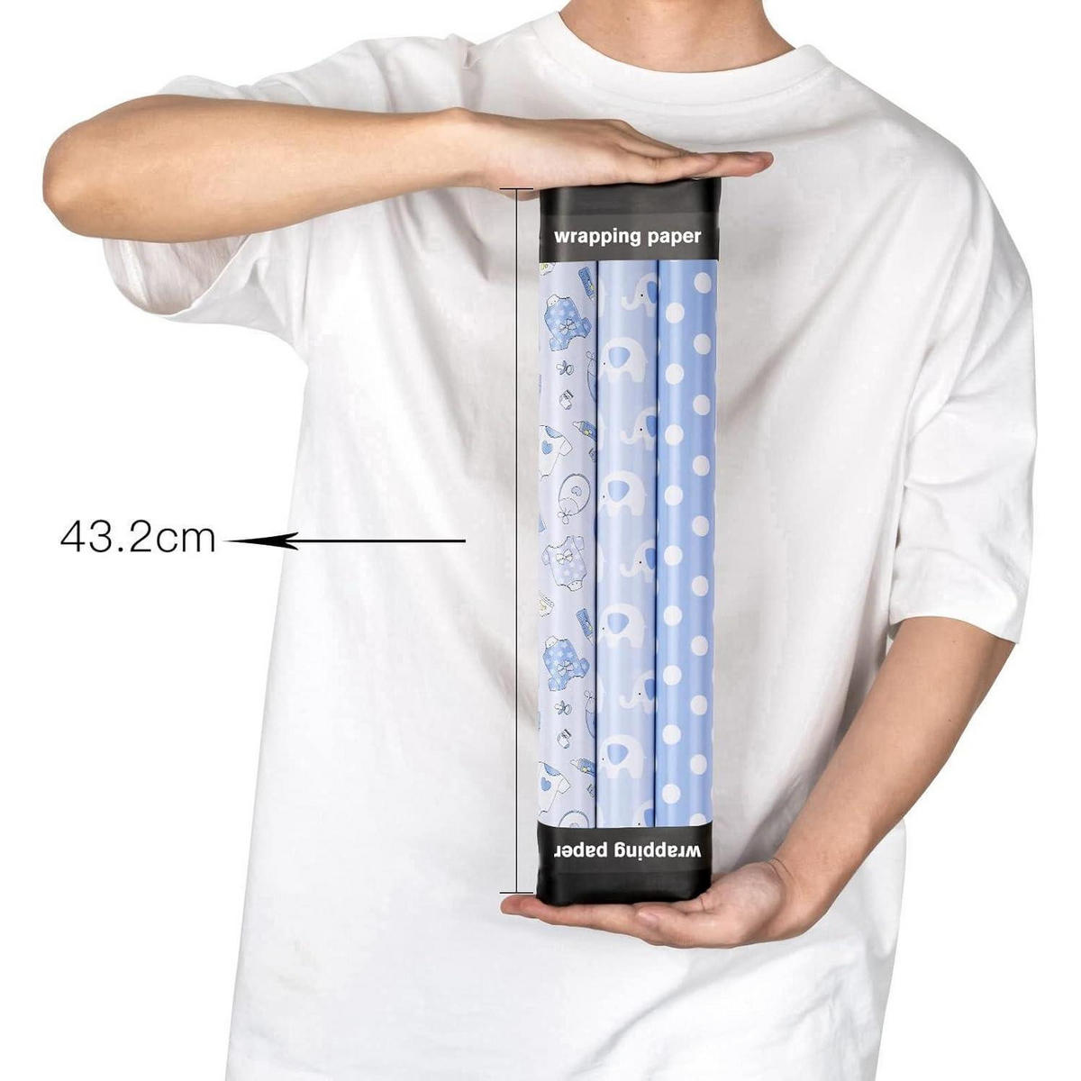 GESCHENKPAPIERROLLE Baby Boy Design 43,2 cm x 3,05 m - Blau, Papier (4/44/10cm)