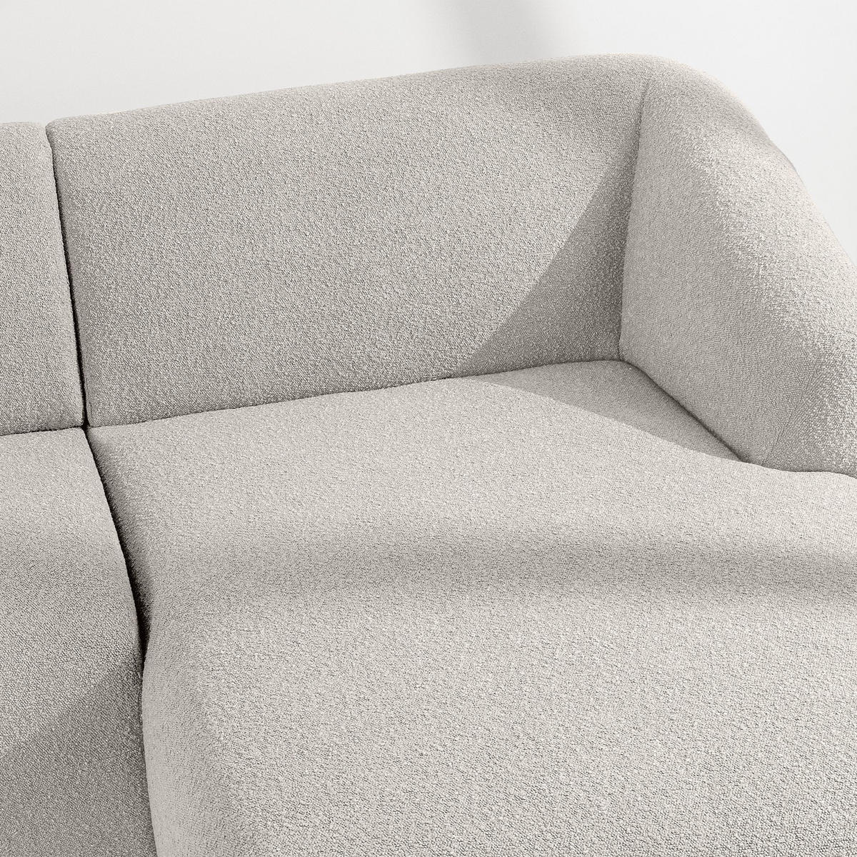 ECKSOFA RECHTS VIRA, Weiß, Bouclé - Schwarz/Weiß, Holz/Holzwerkstoff (300/160cm) - KONSIMO®