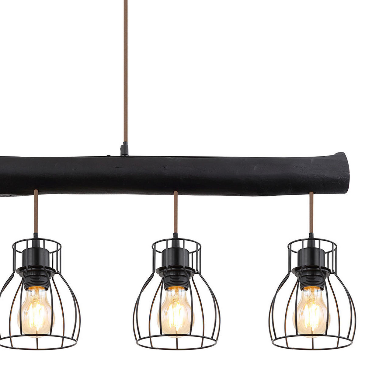 HÄNGELEUCHTE Mina Schwarz matt - Schwarz, Holz (104/16.3/140cm)