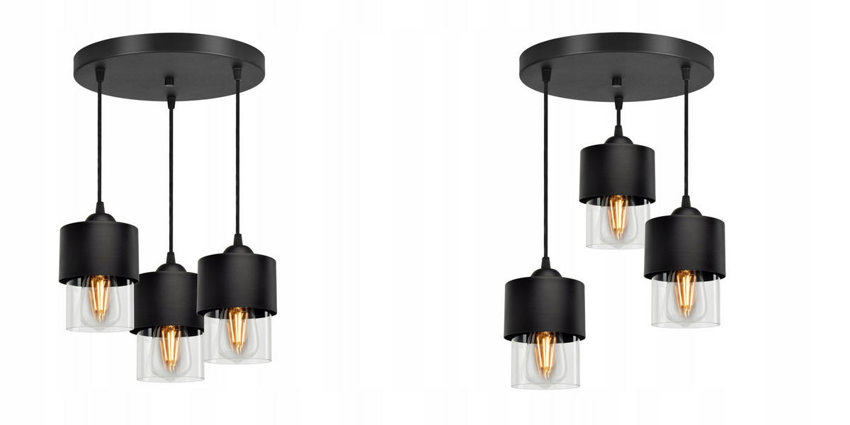 PENDELLEUCHTE Hege - Transparent/Schwarz, Glas/Metall (35/35/70cm) - kiki design