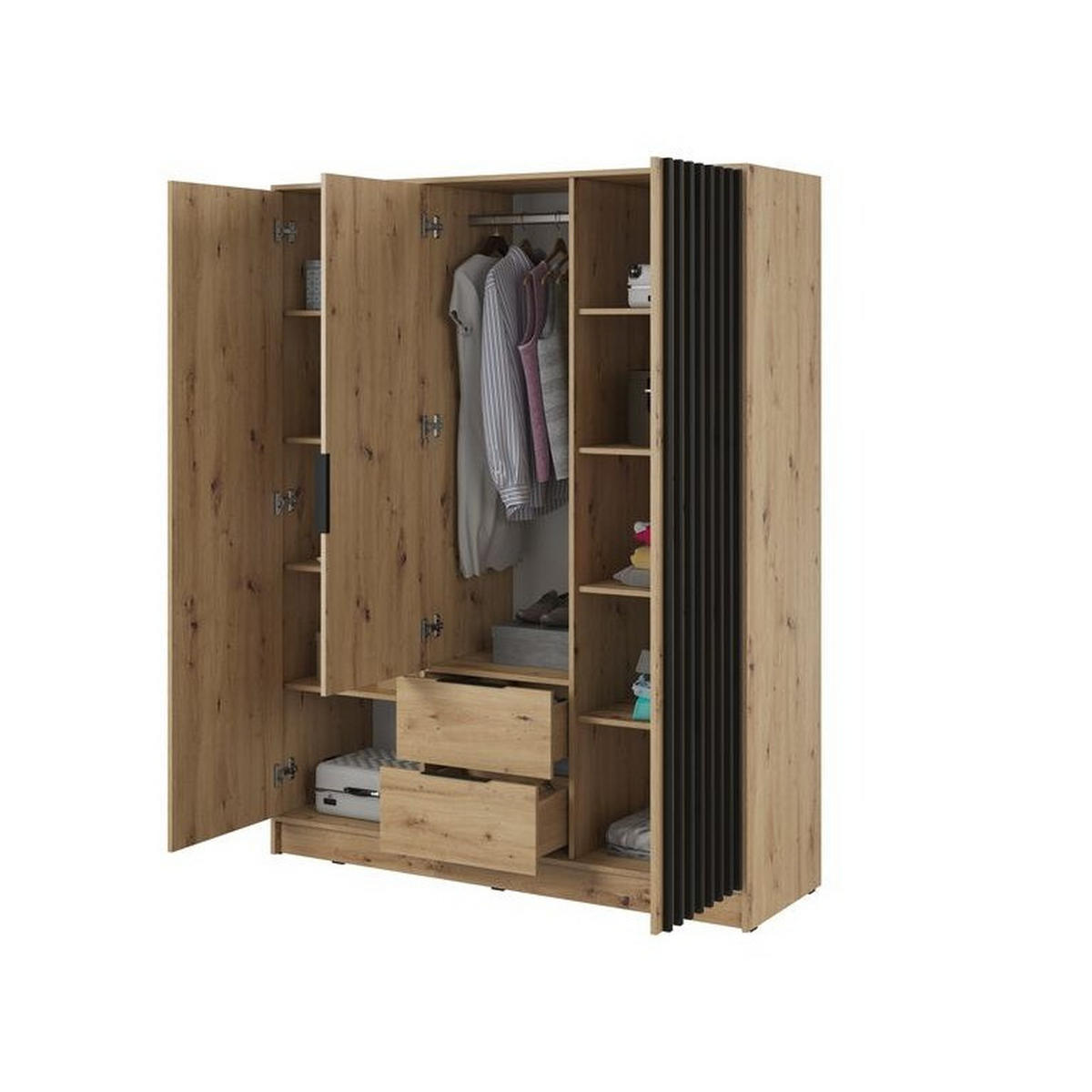 KLEIDERSCHRANK – 155 cm – Nelly – Eiche - Eiche Artisan, Holzwerkstoff (155/200/51cm) - hi-markt