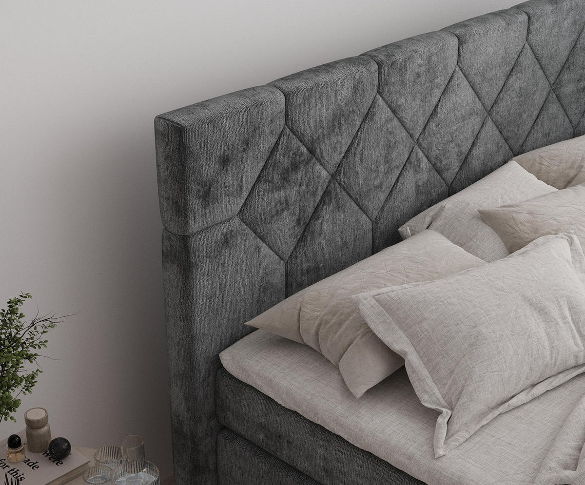 BOXSPRINGBETT Toma Anthrazit 140/200 cm - Anthrazit/Schwarz, Holz/Holzwerkstoff (140/200cm) - Maison de Reve