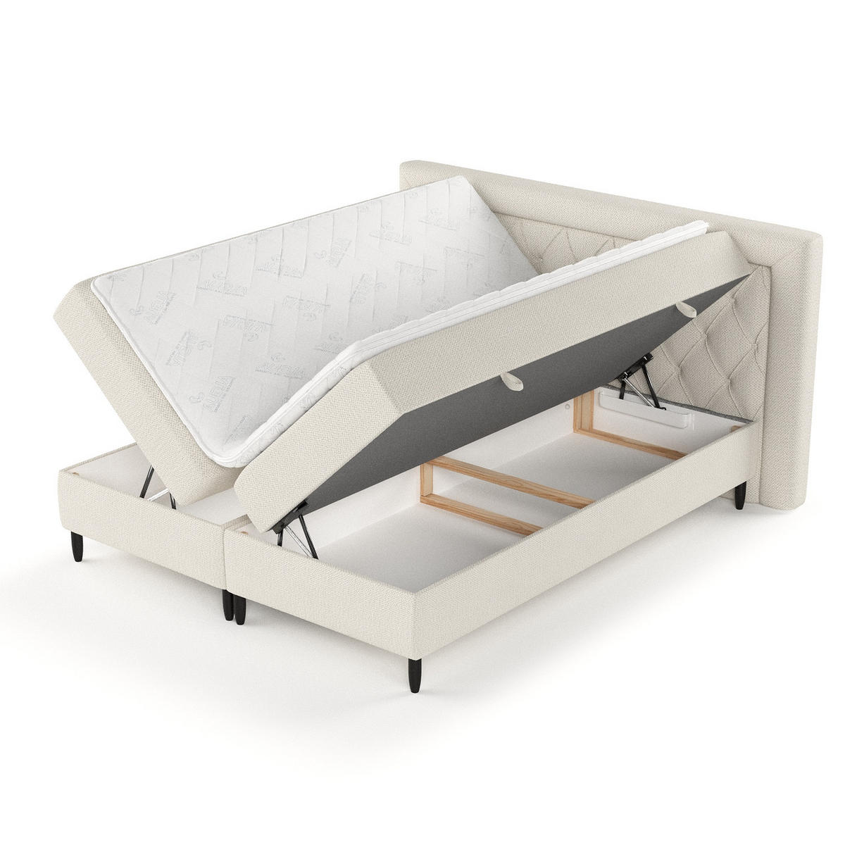 BOXBETT Avani Beige 160/200 cm - Beige/Schwarz, Holz/Holzwerkstoff (160/200cm) - Maison de Reve