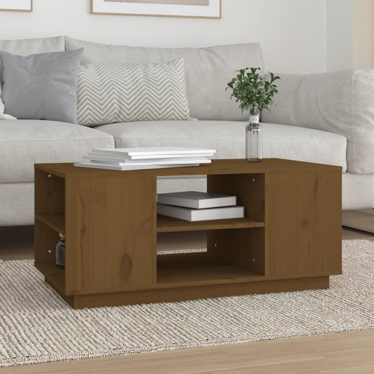 COUCHTISCH Honigbraun 90x49x40,5 cm Massivholz Kiefer - Braun, Holz (90/49/40.5cm) - furnicato
