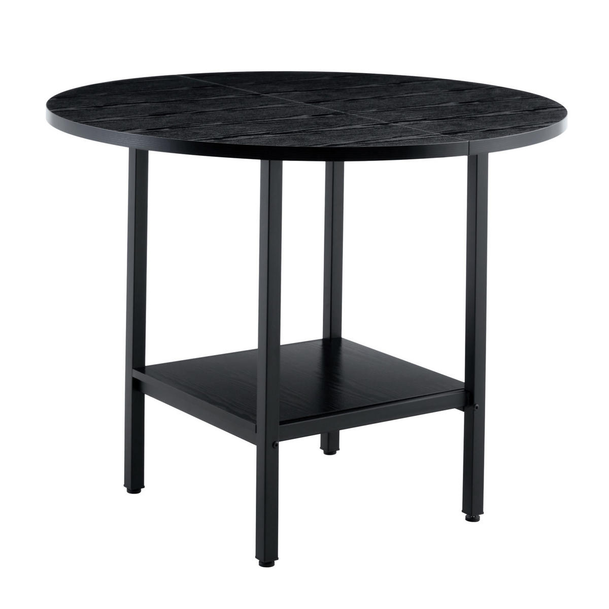 ESSTISCH aus MDF und Metall 100x100x77 cm Schwarz mit Stauraumablage, rundes Design für 4-6 Personen - Schwarz, Holzwerkstoff (100/100/77cm) - Modfu