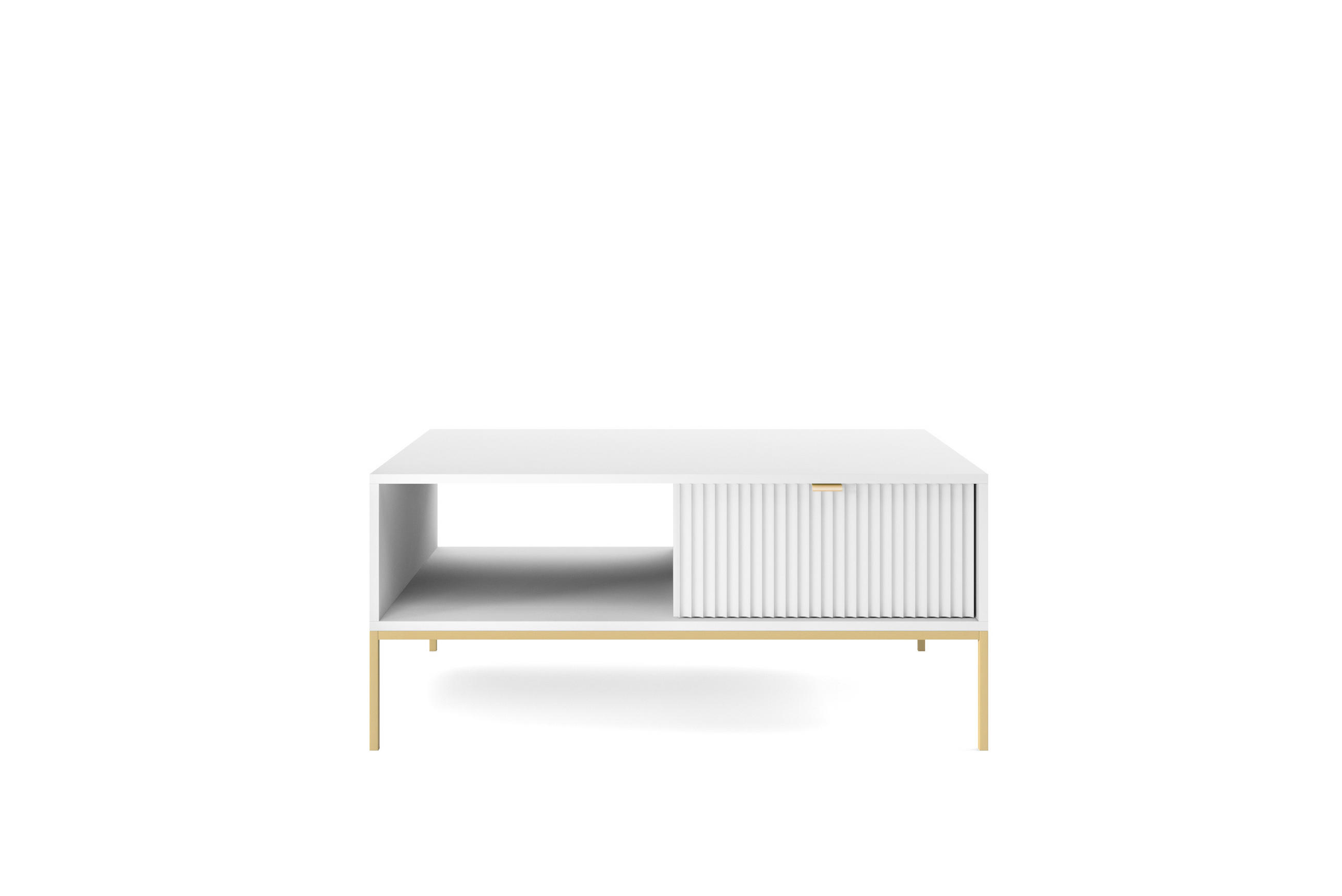 COUCHTISCH NOVA - L104, goldenen Akzenten, 104x68x46 cm Weiß - Goldfarben/Weiß, Holzwerkstoff/Kunststoff (68/104/46cm) - DomoHome