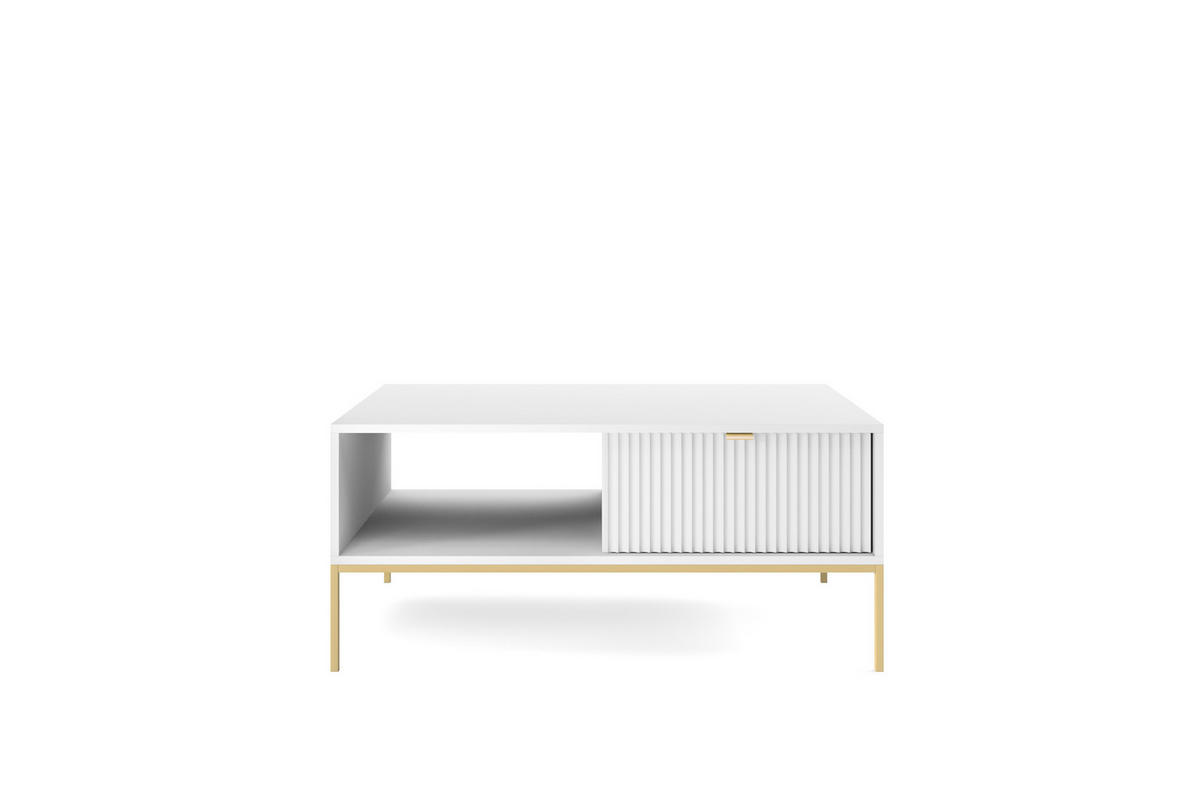 COUCHTISCH NOVA - L104, goldenen Akzenten, 104x68x46 cm Weiß - Goldfarben/Weiß, Holzwerkstoff/Kunststoff (68/104/46cm) - DomoHome