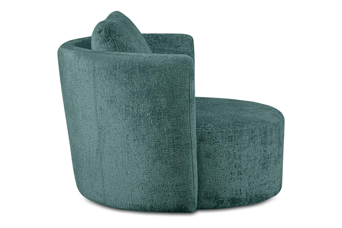 DREHSESSEL RAGGI 360° Drehfunktion mit inklusive dekorativem Kissen, Marineblau - Blau/Grün, Textil (92/75/94cm) - KONSIMO®