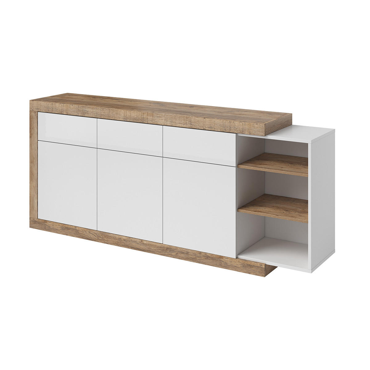 SIDEBOARD Azior Weiß und Holz - Weiß, Holzwerkstoff (200/85.7/40cm) - Petits-meubles