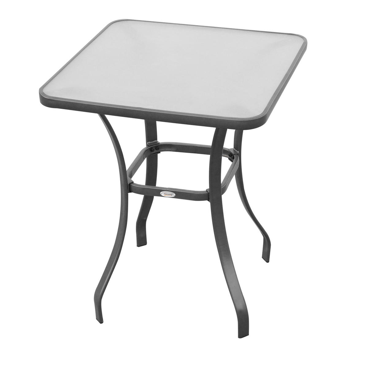 BALKONTISCH DE-14075 68x68 cm mit Granitglas Grau - Grau, Metall (68.5/68.5/84cm) - ComfortXL