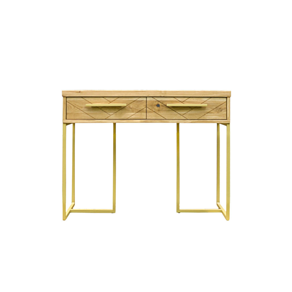 EICHENKONSOLE mit Schubladen und Metallbeinen für das Wohnzimmer CARIN I - Eichefarben, Holz (110/80/45cm) - Rawood Furniture