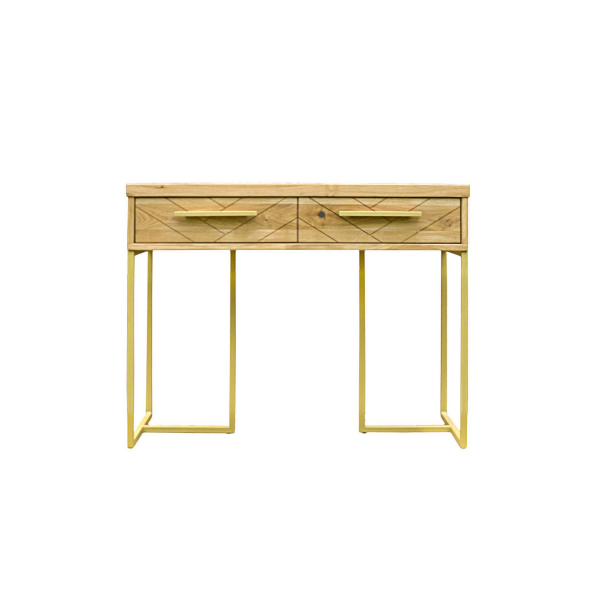 EICHENKONSOLE mit Schubladen und Metallbeinen für das Wohnzimmer CARIN I - Eichefarben, Holz (110/80/45cm) - Rawood Furniture