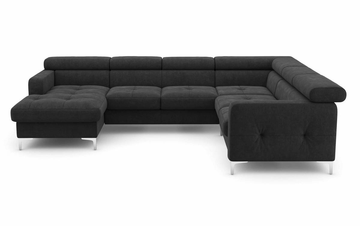 WOHNLANDSCHAFT mit Schlaffunktion und Bettkasten - Anthrazit/Silberfarben, Holz/Textil (240/74/304cm) - Cotta