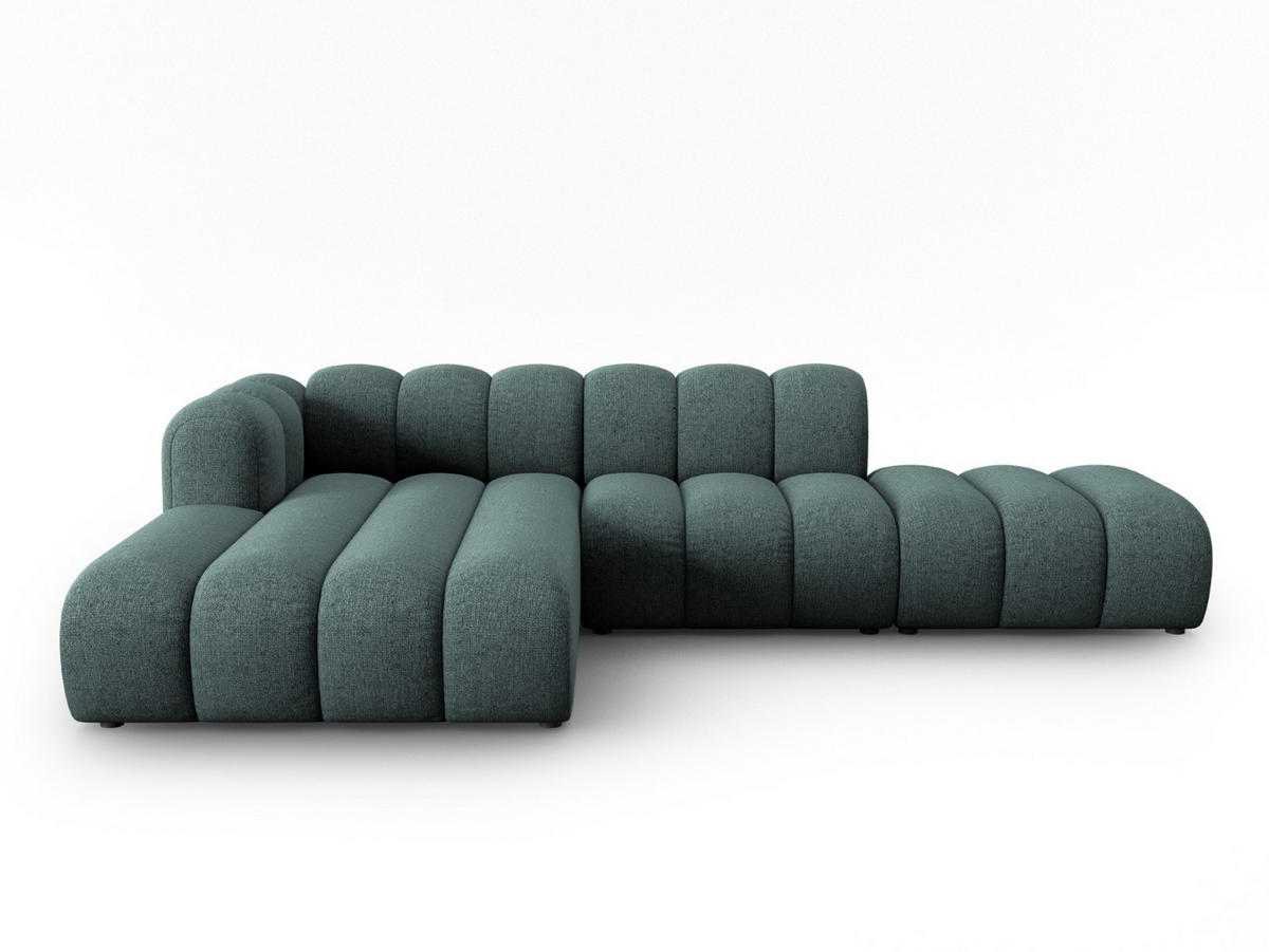 ECKSOFA modular links Lupine aus Chenille-Stoff petrol 5 Sitzplätze - Petrol, Textil (177/299cm) - Micadoni