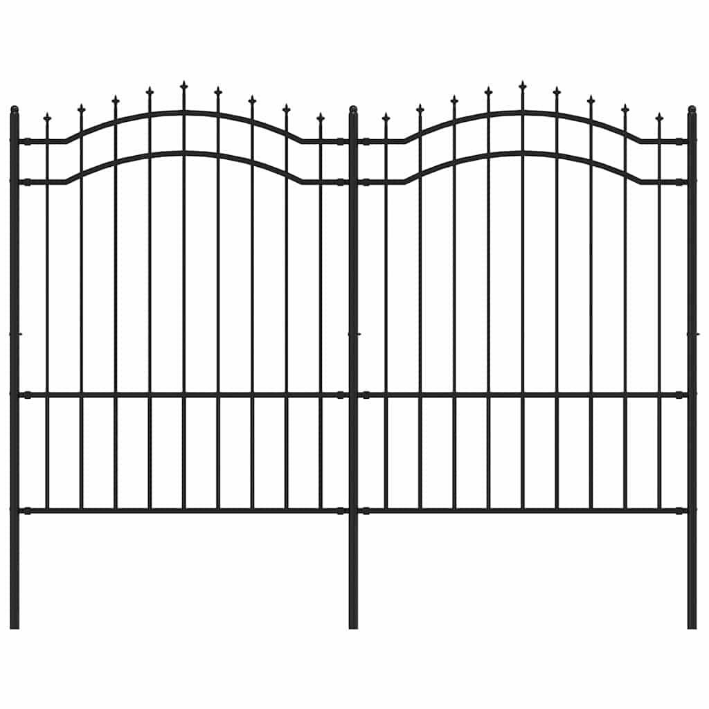 GARTENZAUN mit Speerspitze, 239/190 cm, aus Pulverbeschichteter Stahl, Schwarz - Schwarz, Metall (239/190cm) - vidaXL
