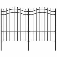 GARTENZAUN mit Speerspitze, 239/190 cm, aus Pulverbeschichteter Stahl, Schwarz - Schwarz, Metall (239/190cm) - vidaXL