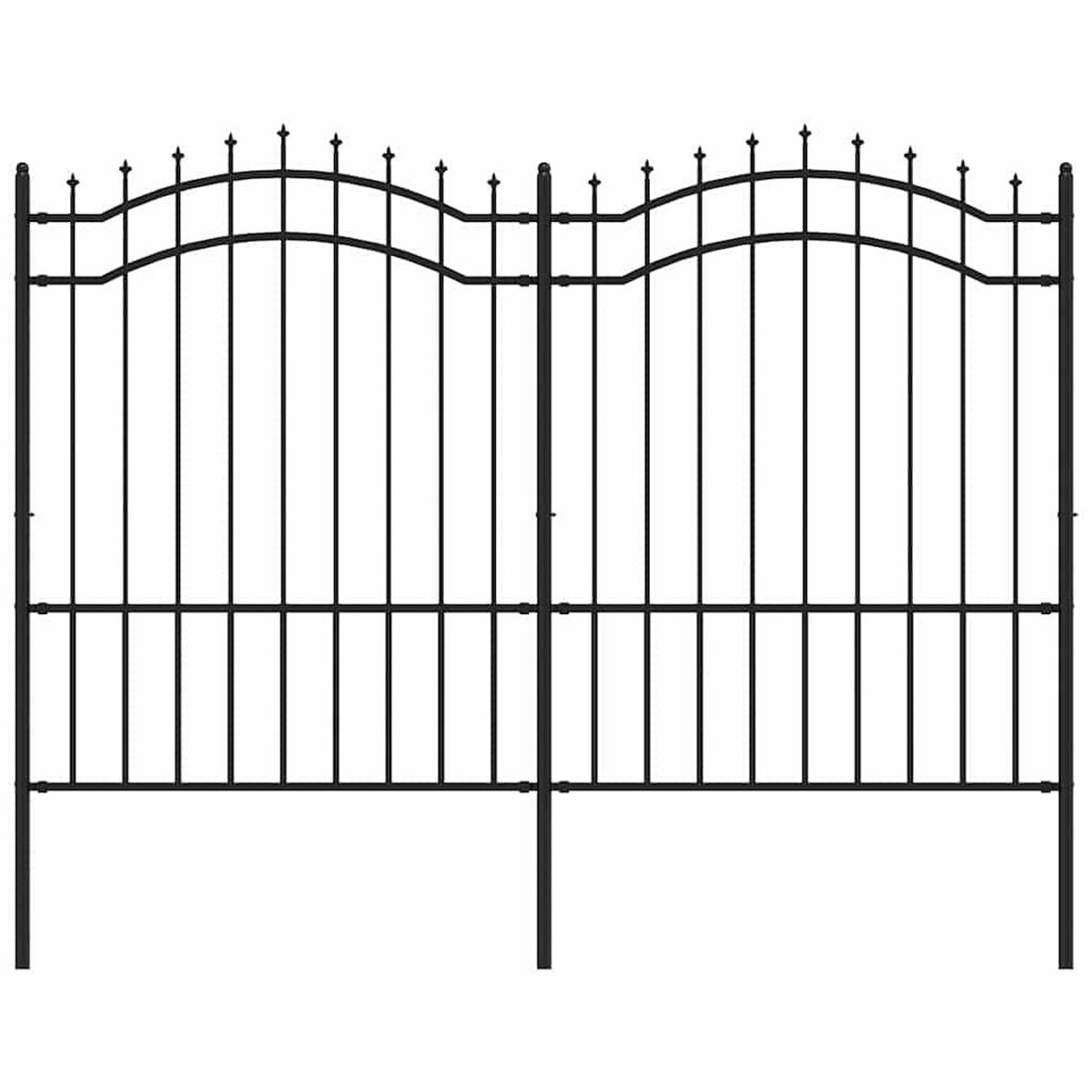 GARTENZAUN mit Speerspitze, 239/190 cm, aus Pulverbeschichteter Stahl, Schwarz - Schwarz, Metall (239/190cm) - vidaXL
