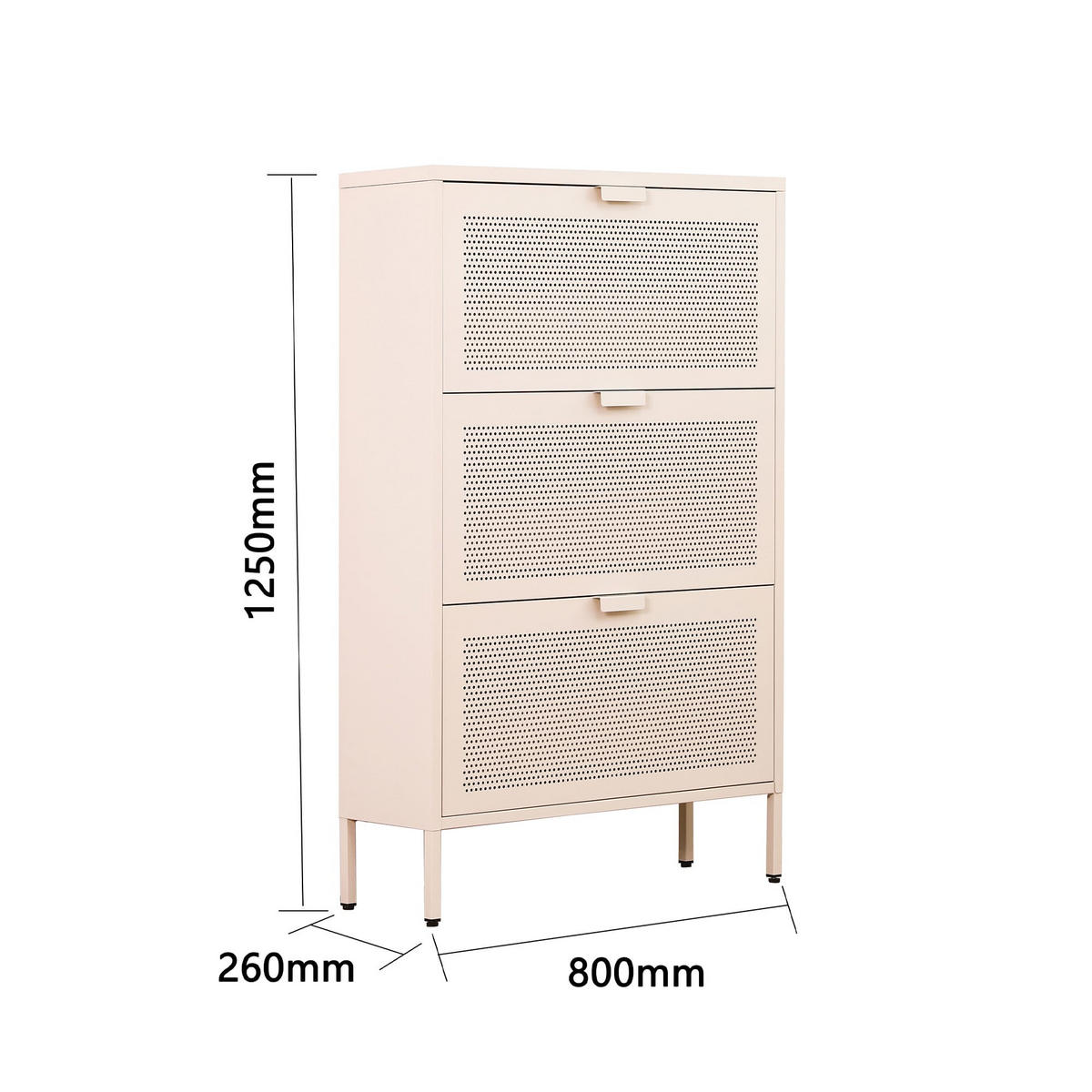 SCHUHSCHRANK 3 Türen Beige 80/26/125 - Beige, Metall (80/125/26cm) - Mobili Rebecca