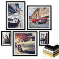WANDBILDER 5er-Set - 50x50 cm & 20x30 cm & 40x60 cm Schwarzer Rahmen - Oldtimer in Städten - Schwarz, Kunststoff (40/60cm) - ArtPrintCave