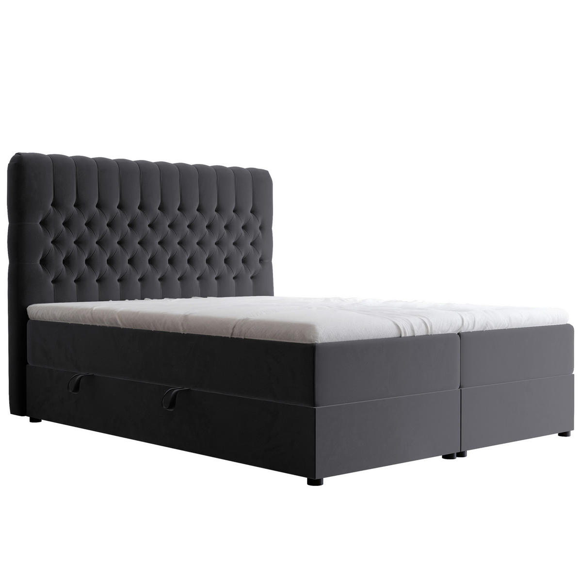 BOXBETT 120x200 cm mit Topper - Anthrazit, Holzwerkstoff/Textil (120/200cm) - Idohome