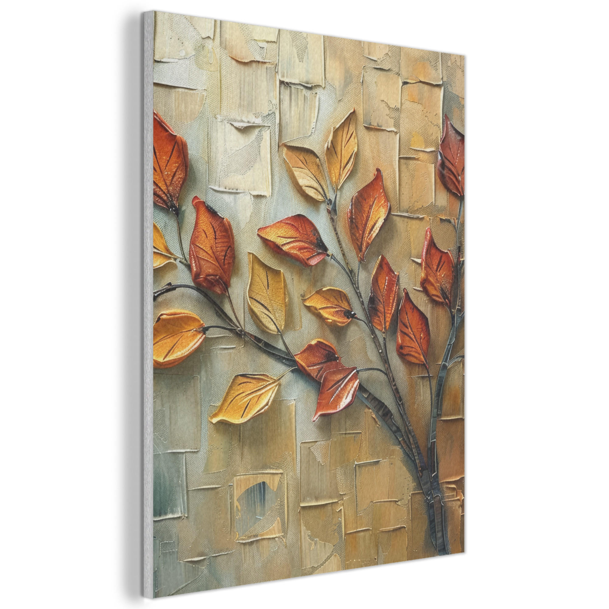 AKUSTIKBILD Baum - Abstrakt - Natur - Kunst Wandbilder 60x80 cm - Goldfarben, Kunststoff (60/80/0.9cm) - MuchoWow