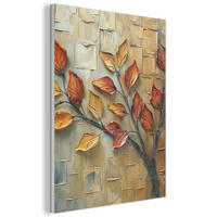 AKUSTIKBILD Baum - Abstrakt - Natur - Kunst Kunstdruck Schlafzimmer 50x70 cm - Goldfarben, Kunststoff (50/70/0.9cm) - MuchoWow