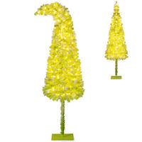 WEIHNACHTSBAUM mit 8 Lichtmodi Beleuchtung und Schnee biegbarer Spitze 210 cm grün - Grün, Metall (210cm) - COSTWAY