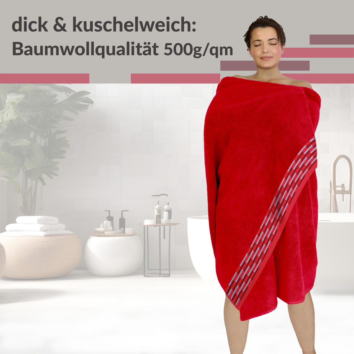 SAUNATUCH Lugano Rot 80x200 cm - Rot, Textil (80/200cm) - Lashuma