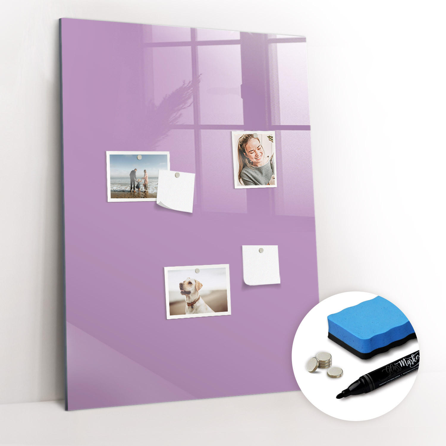 MAGNETTAFEL 70x100 Flieder schwarzer Marker - Violett, Glas (70/0.4/100cm) - TULUP