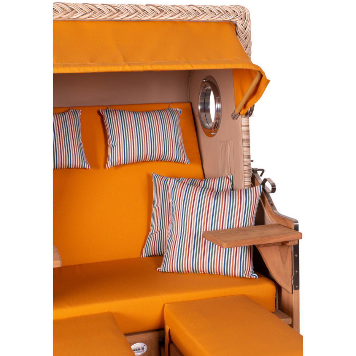 STRANDKORB Düne 2-Sitzer Teak Shell - Gelb/Braun, Holz/Metall (125/170/80cm) - Mr. Deko