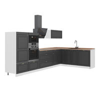 KUHINJA U OBLIKU SLOVA L Fame-Line, Seoska Antracit-Zlatna/Bijela, 347 x 207 cm, RP Hrast - bijela/antracit, drvni materijal (347/153.6/60cm) - Vicco
