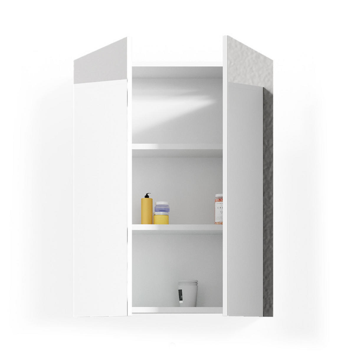BADSPIEGELSCHRANK Fredd Weiß 60 x 77 cm - Weiß Hochglanz, Holzwerkstoff (60/77/17.2cm) - Vicco