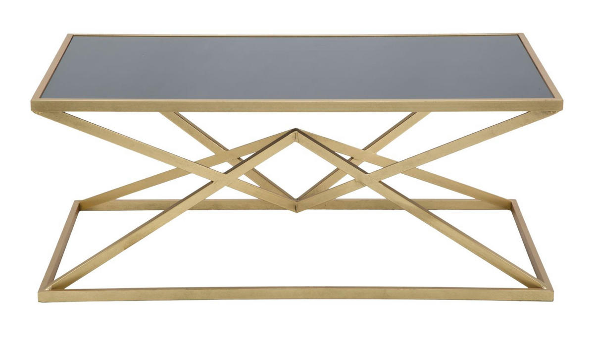COUCHTISCH Piramid, goldfarben und schwarz, Eisen und Glas, 110 x 60 x 45 cm - Goldfarben/Schwarz, Glas/Metall (60/110/45cm) - Mauro Ferretti
