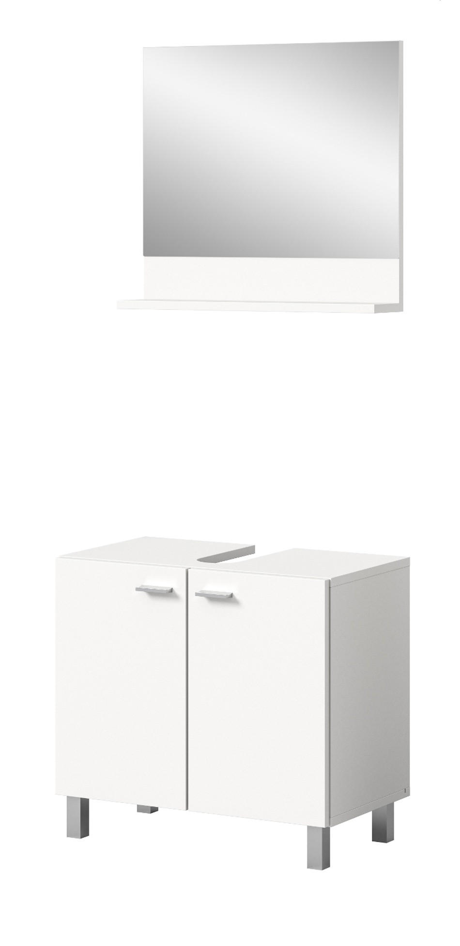 BADMÖBEL-SET weiß 2-teilig 57 cm, Kombination hängend oder stehend - Weiß, Glas/Holzwerkstoff (57/186/33cm) - Inn.Furn